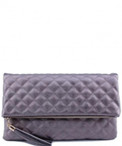 Quilted Bifold Crossbody Clutch LP048QS PEWTER